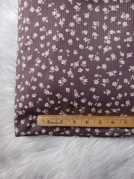 Dusty Grape Mini Print|Yummy Rib Knit|By the Half Yard
