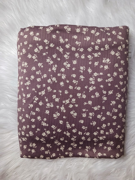 Dusty Grape Mini Print|Yummy Rib Knit|By the Half Yard