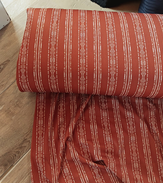 Custom Print |Vintage Stripe |Unbrushed Rib Knit |By the Half Yard