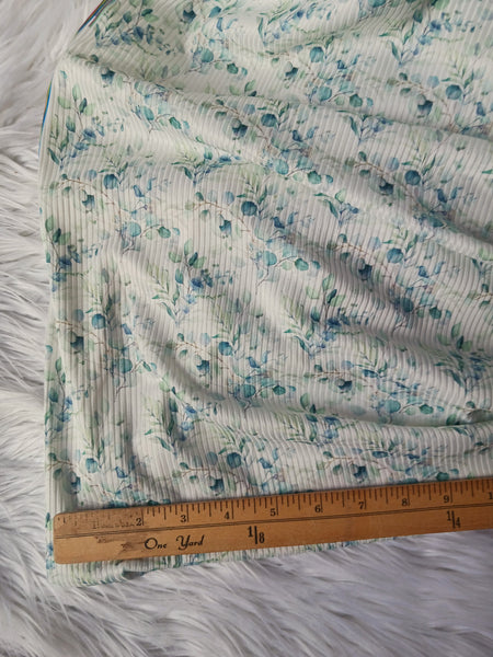 Mini Eucalyptus Print|Unbrushed Rib Knit|By the Half Yard