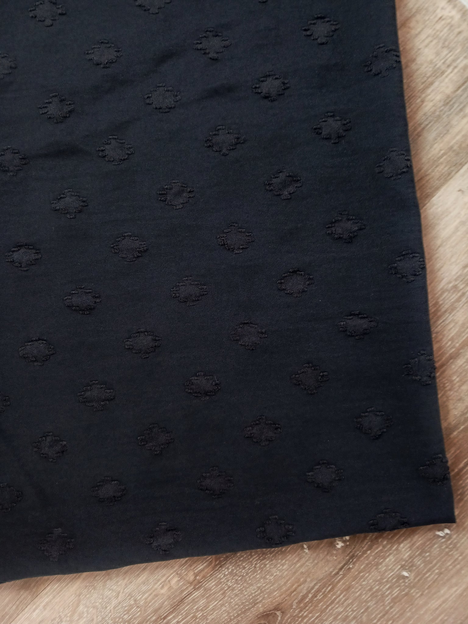 Black Diamonds on Poly | Textured Solids Swiss Dot|By the Half Yard