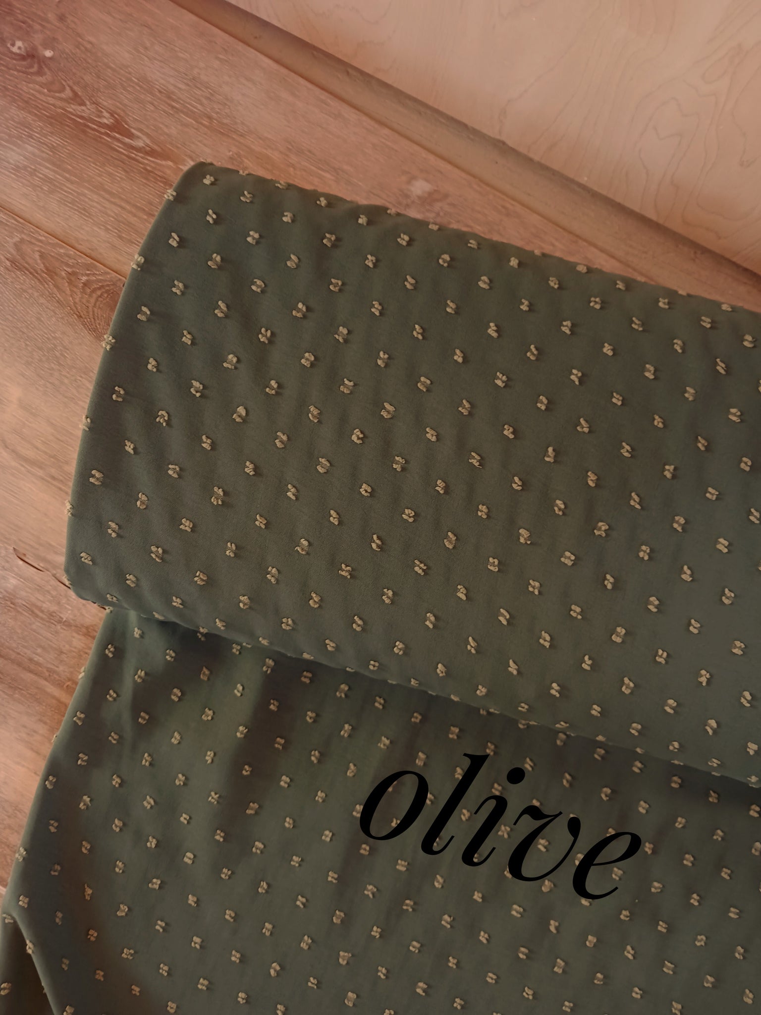 Olive |Polyester Swiss Small Dots | Textured Solids|By the Half Yard