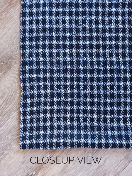 Black Gingham Plaid| Double Brushed Poly | By the Half Yard