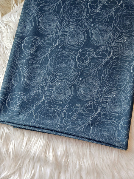Custom Print |Stencil Floral |Lightweight Liverpool Knit|By the Half Yard