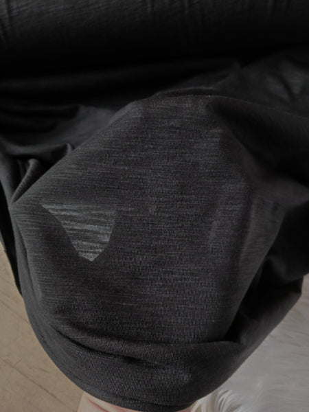Black Slub Knit| Veil Fabric | Solids | By the Half Yard