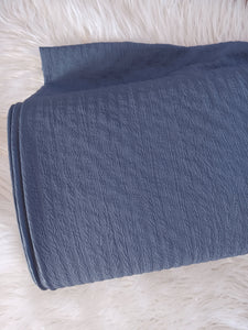 Dusty Blue Seersucker Polyester Knit | Textured Solids|By the Half Yard