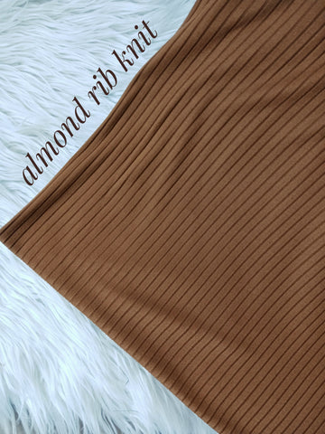 Almond Brushed 8x3 Rib Knit| Solids| By the Half Yard