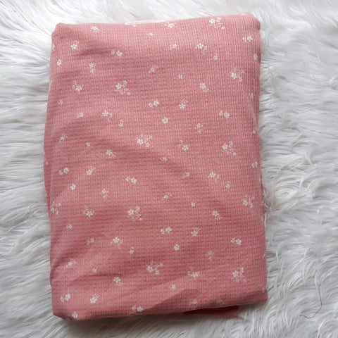 Mini Print on Pink Pointelle Rib Knit|By the Half Yard