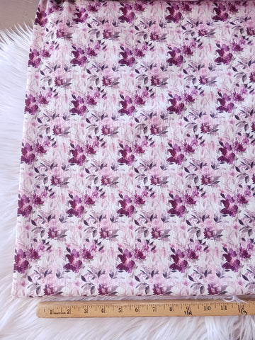 Custom Design | Lavendar & Plum Small Floral |Pine Skin Crinkled Polyester| By the Half Yard