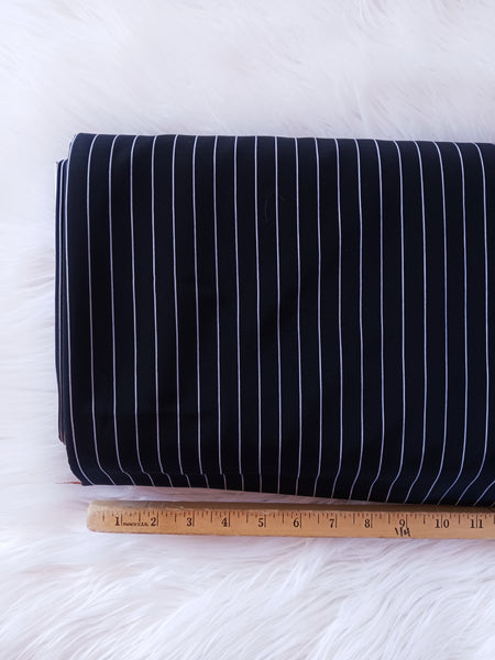 Black & White  Pinstripe| Smooth Polyester| By the Half Yard