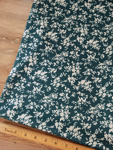 Teal Silouhette Sprigs| Smooth Polyester| By the Half Yard