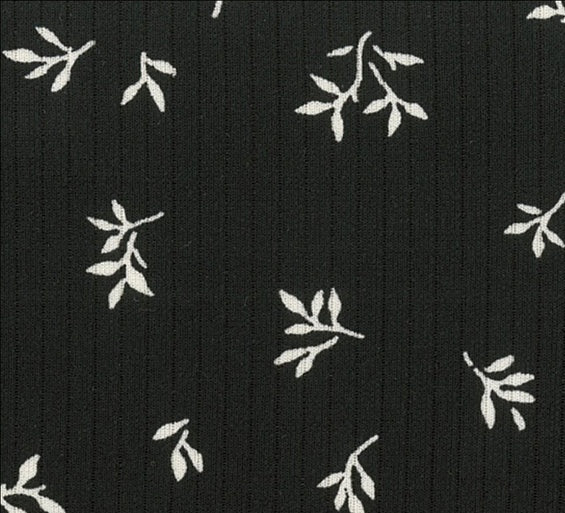 Leafy Print|Classic Rib Knit |By the Half Yard