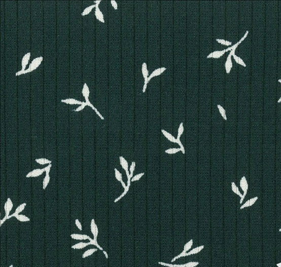 Leafy Print|Classic Rib Knit |By the Half Yard