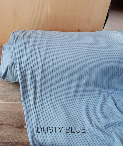 Dusty Blue Brushed 8x3 Rib Knit| Solids| By the Half Yard