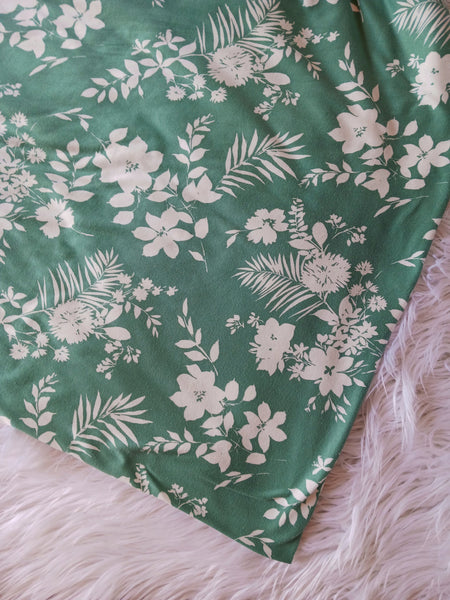 Tropical Floral on Seafoam|Double Brushed Poly|By the Half Yard