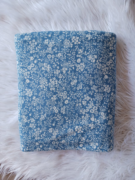 Summer Blue Mini Print| Yummy Rib Knit|By the Half Yard