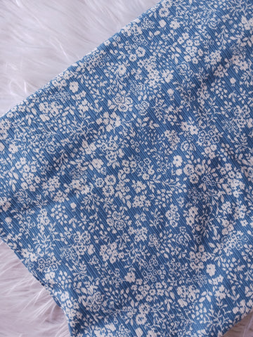 Summer Blue Mini Print| Yummy Rib Knit|By the Half Yard
