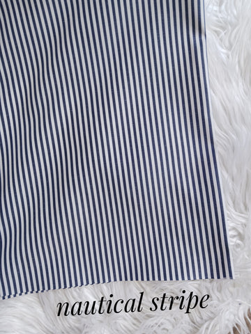 Navy Nautical Stripe Poly Cotton| By the Half Yard