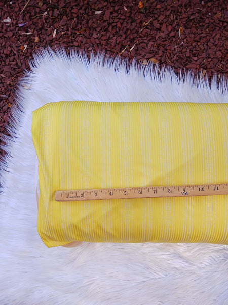 Lemon Yellow Stripes|Unbrushed Rib Knit|By the Half Yard