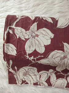 Dusty Burgundy Large Floral| Poly Cotton Crinkle | By the Half Yard