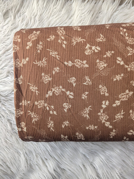Cottage Days  Brown Floral |Unbrushed Rib Knit|By the Half Yard