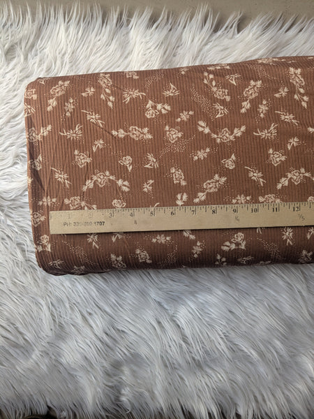 Cottage Days  Brown Floral |Unbrushed Rib Knit|By the Half Yard