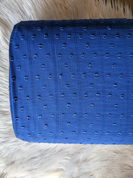 Royal Blue Polyester Circle with Line Swiss Dots | Textured Solids|By the Half Yard