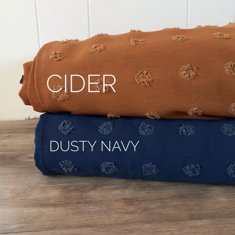 Cider or Navy Polyester Swiss Large Dots | Textured Solids|By the Half Yard