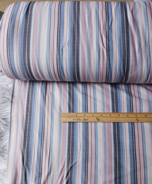 Linen Look Multi-Stripes| Double Brushed Poly|By the Half Yard