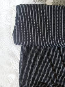 Black with Dashed Lines | Crepe Knit |By the Half Yard