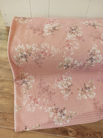 Blossoms on Embossed Roses| Poly  Knit| By the Half Yard