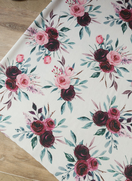 Deep Burgundy Watercolor Bouquet | Lightweight Liverpool|By the Half Yard