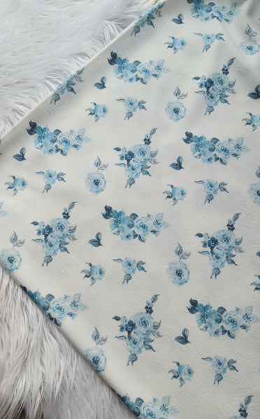 Soft Blue Small Floral|Lightweight Liverpool|By the Half Yard