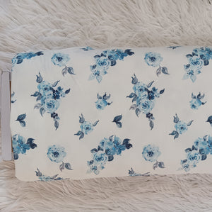 Small Blue Floral| Pine Skin Crinkled Polyester| By the Half Yard
