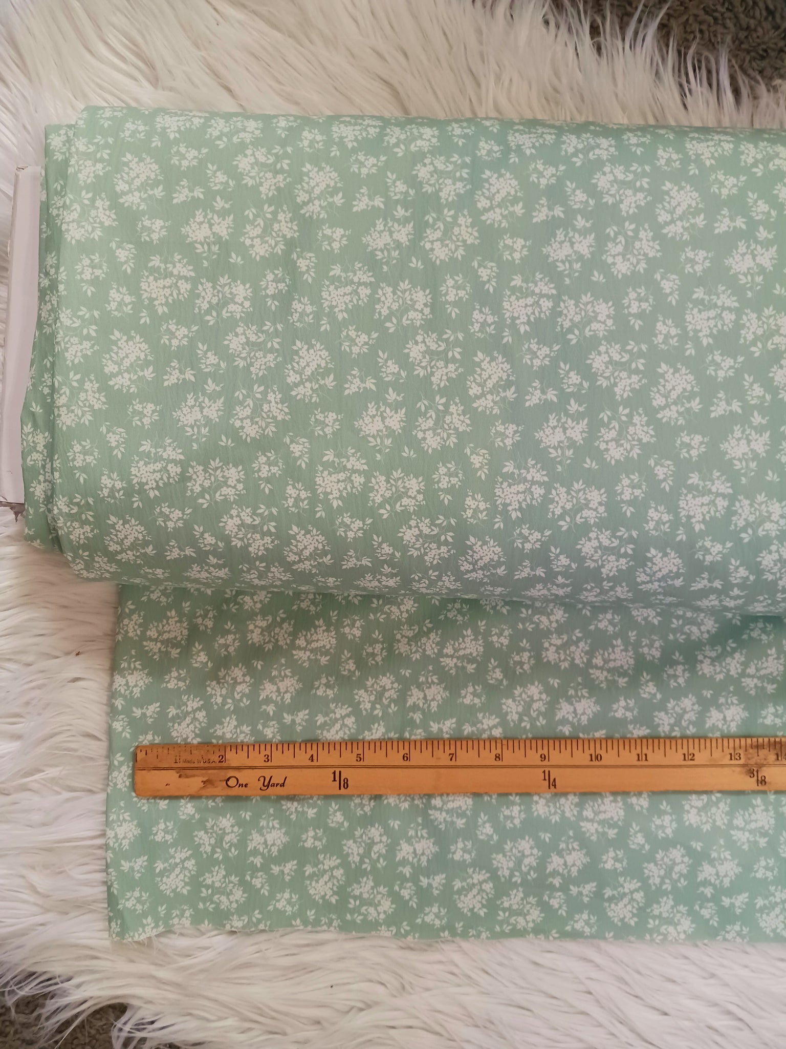 Sage Mini Print | Pine Skin Crinkled Polyester| By the Half Yard