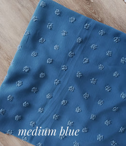 Medium Blue|Polyester Swiss Large Dots | Textured Solids|By the Half Yard