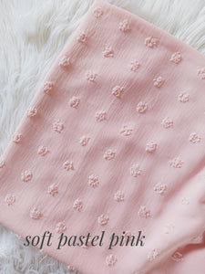 Soft Pastel Pink |Polyester Swiss Large Dots | Textured Solids|By the Half Yard