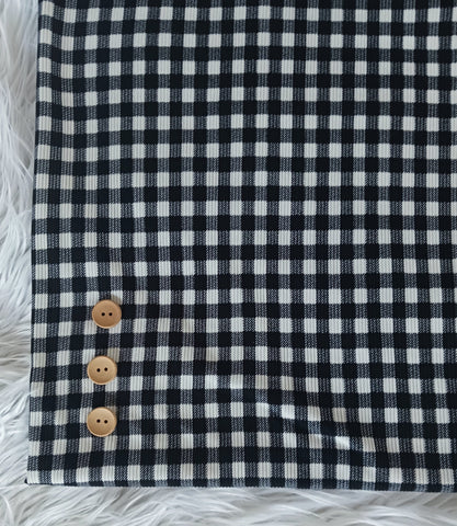 Black Gingham Small Plaid | Yummy Rib Knit|By the Half Yard