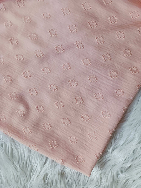 Blush Pink Diamonds on Poly Crinkle | Textured Solids Swiss Dots|By the Half Yard