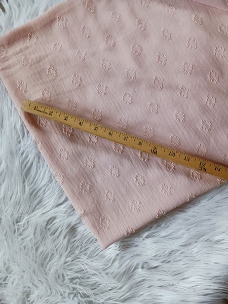 Blush Pink Diamonds on Poly Crinkle | Textured Solids Swiss Dots|By the Half Yard