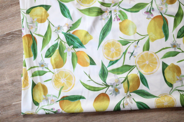 Summer Lemons | Petite Poly Rib Knit {DTY like}|By the Half Yard