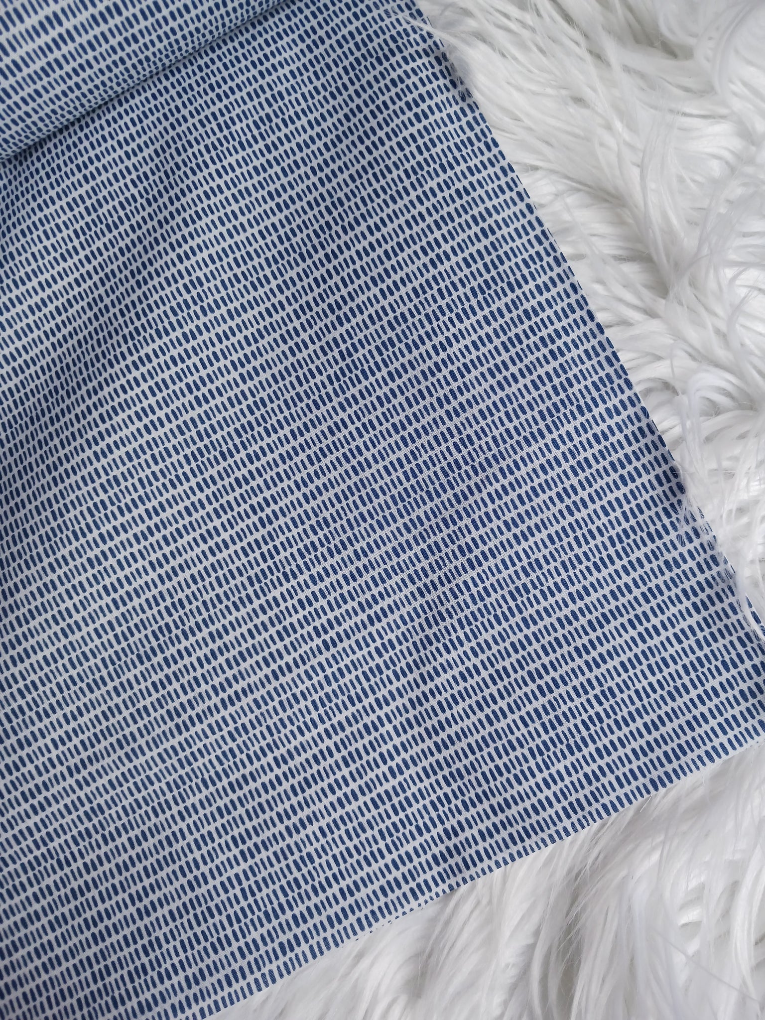 Navy Dashesl Poly Cotton| By the Half Yard