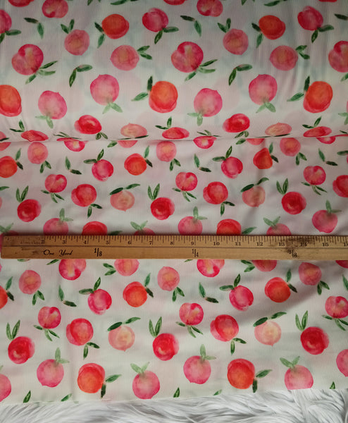 Small Peach Print| Petite Poly Rib Knit {DTY like}|By the Half Yard