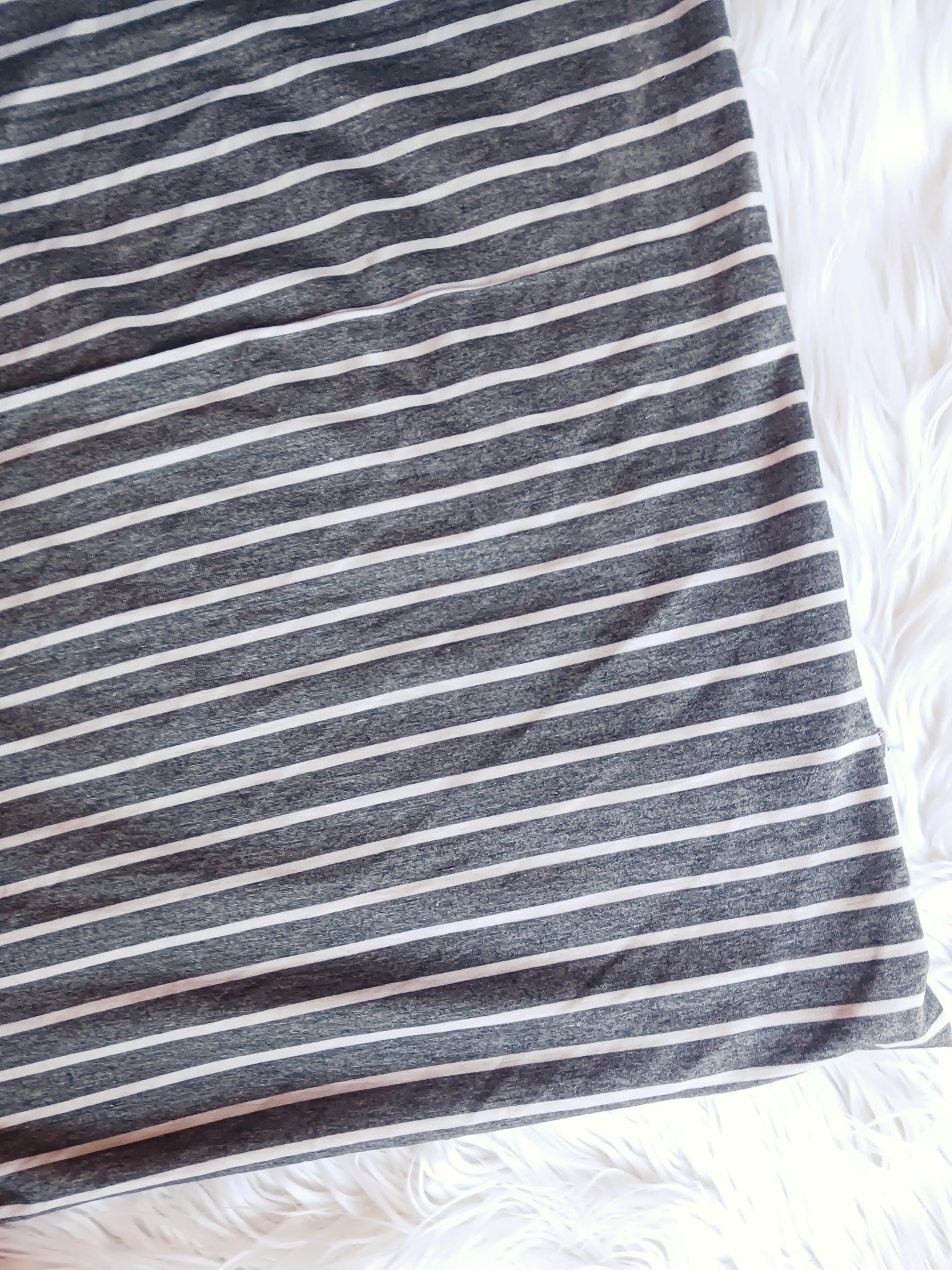 Heathered Grey Stripes | French Terry Knit | By the Half Yard