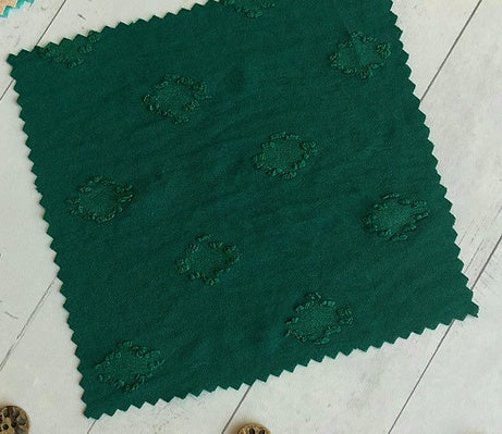 Emerald Green Diamonds on Poly Crinkle | Textured Solids Swiss Dot|By the Half Yard