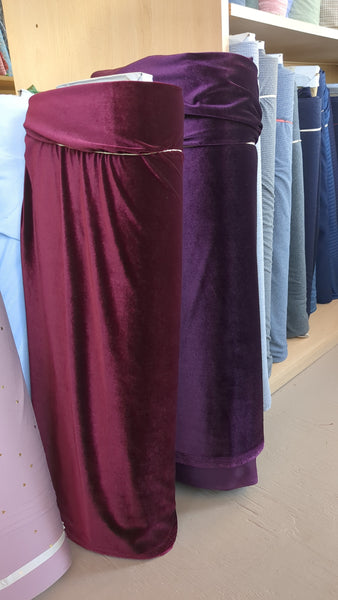 Burgundy Stretch Velvet|Solids |By the Half Yard