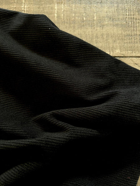 Black Stretch Corduroy| Small whale | By the Half Yard