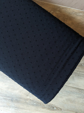 Black Swiss Dot Poly Knit| Textured Solids|By the Half Yard