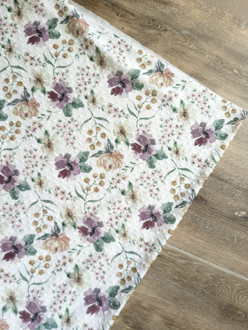 Lucy Mauve Floral  |Swiss Dot Knit |By the Half Yard