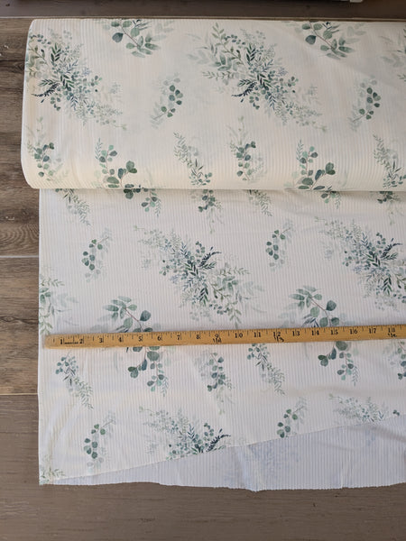 Custom Print|Eucalyptus Sprigs| Unbrushed Rib Knit|By the Half Yard